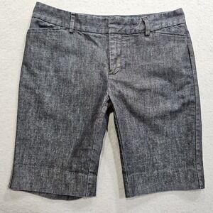 Vtg Gap Bermuda Shorts Womens 2 Navy Blue Chino Low Rise Flat Front Modest Long